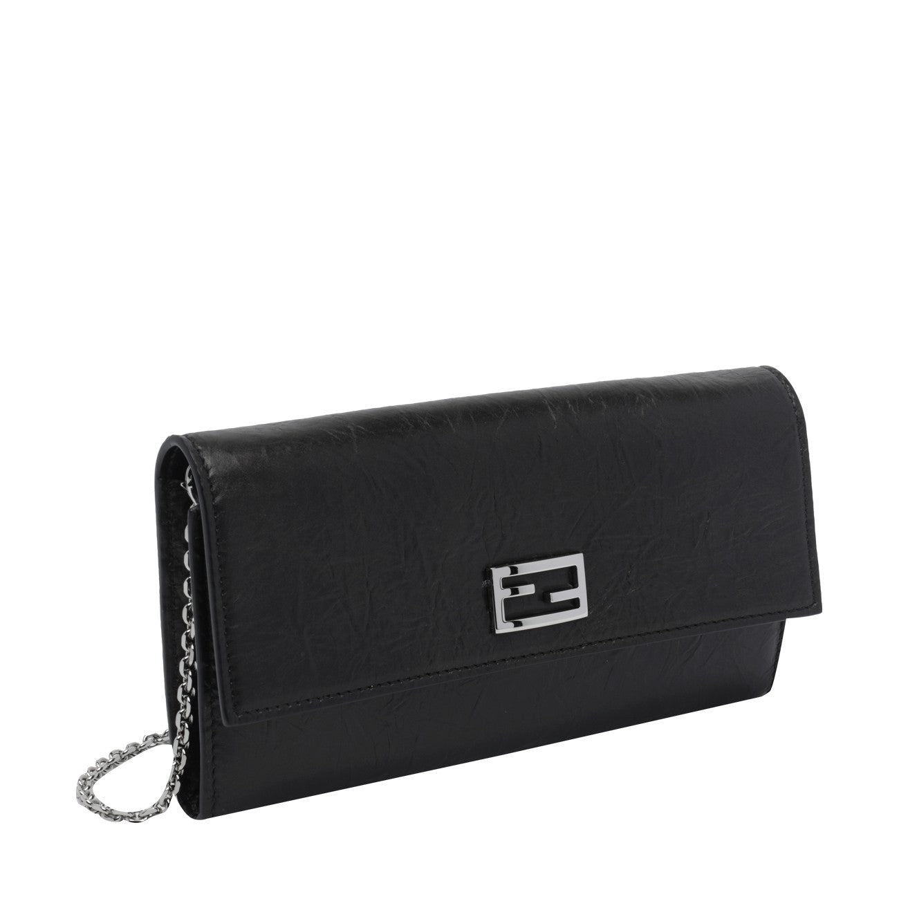 Fendi Women Continental Wallet On Chain Tube With Ff Baguette Logo FENDI