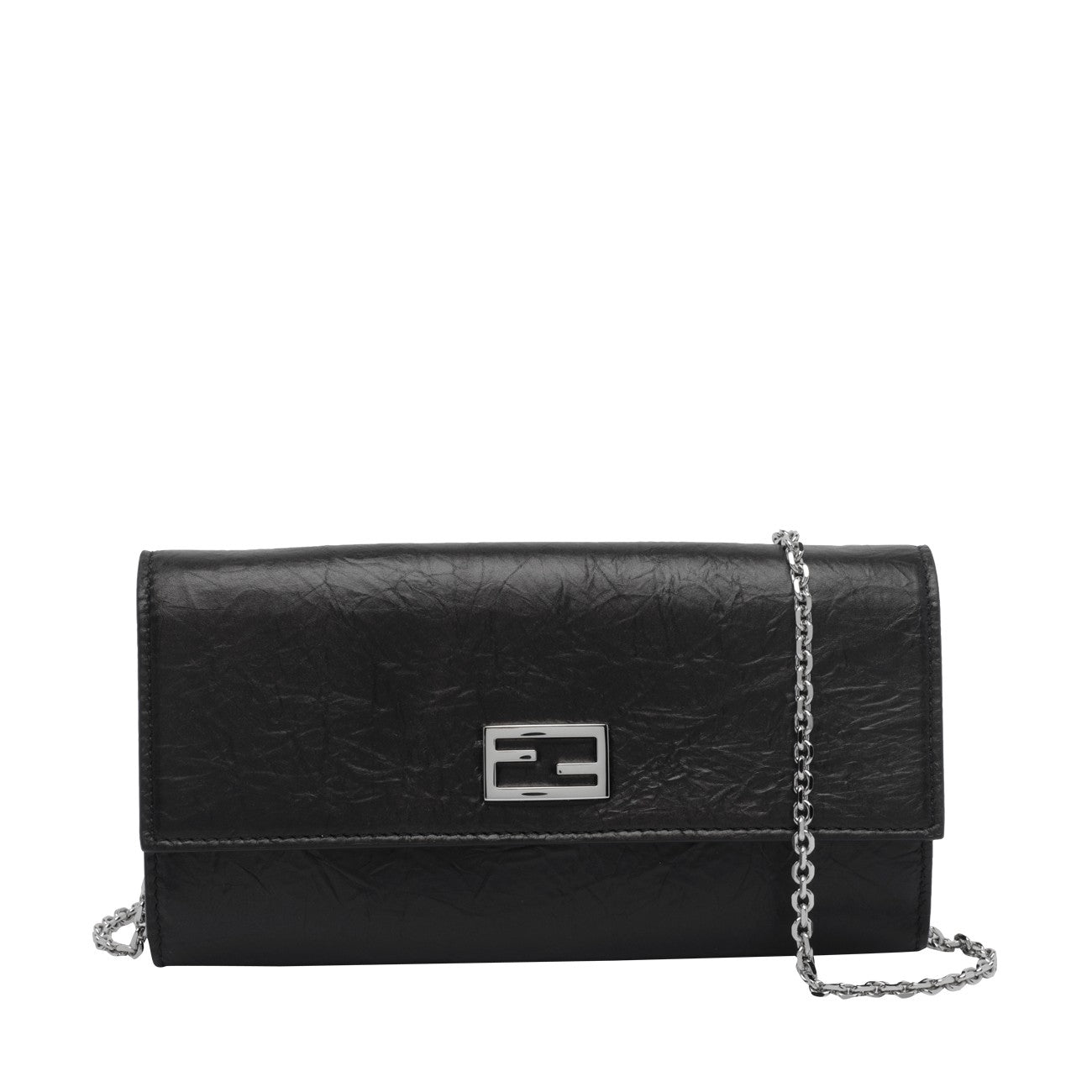 Fendi Women Continental Wallet On Chain Tube With Ff Baguette Logo FENDI