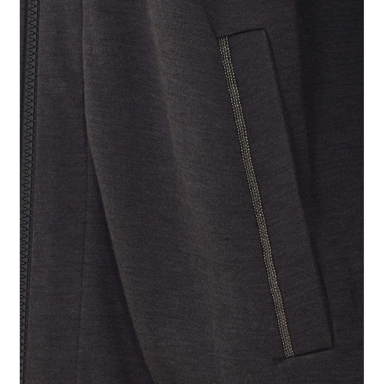 Brunello Cucinelli Women Cotton And Silk Interlock Topwear And Precious Zipper Pull BRUNELLO CUCINELLI