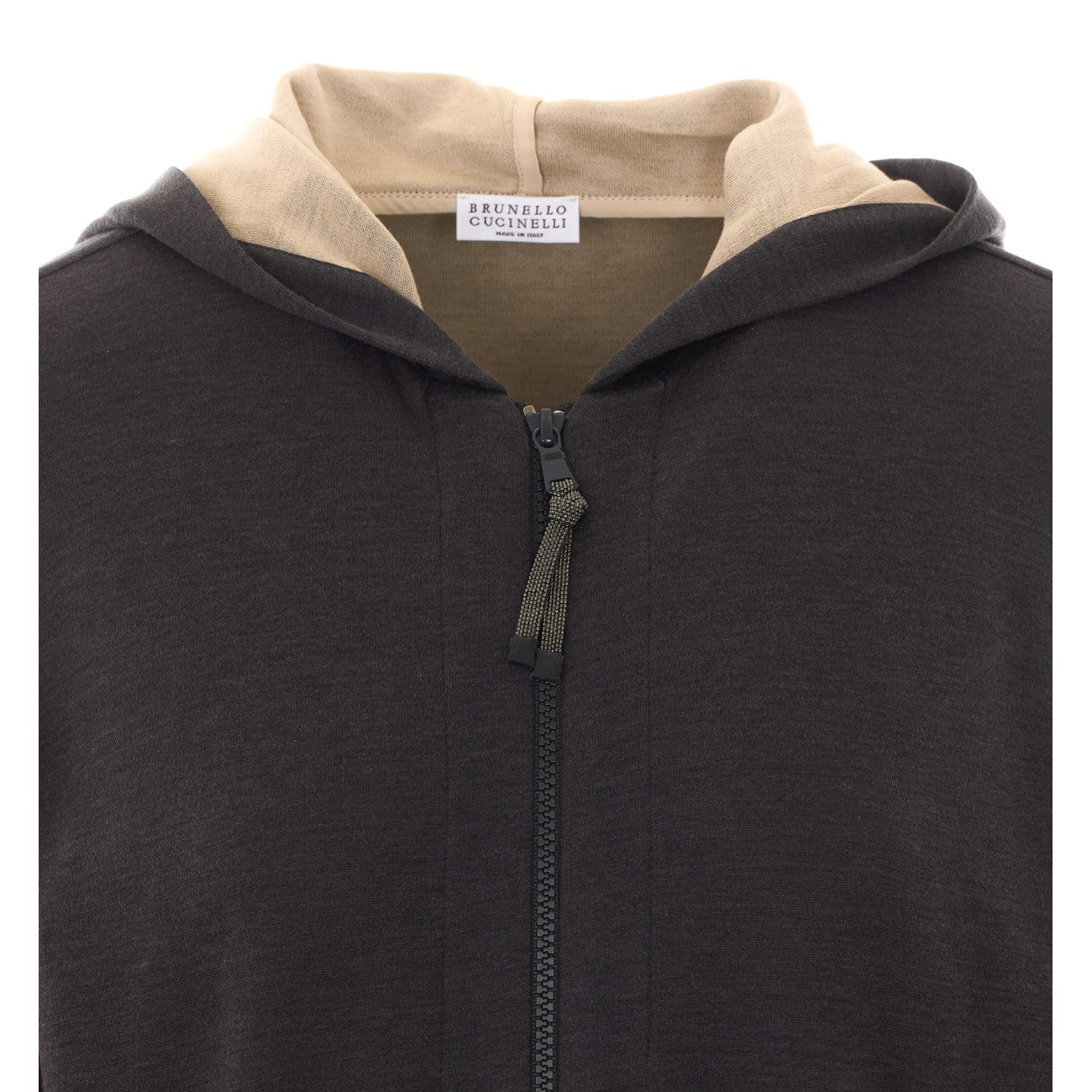 Brunello Cucinelli Women Cotton And Silk Interlock Topwear And Precious Zipper Pull BRUNELLO CUCINELLI