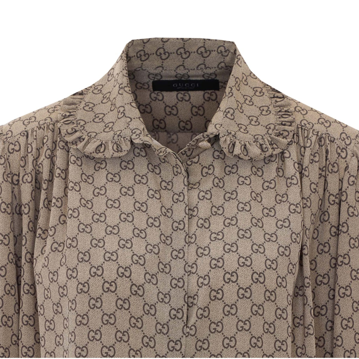 Gucci Women Crepe De Chine Silk Shirt With Gg Print GUCCI