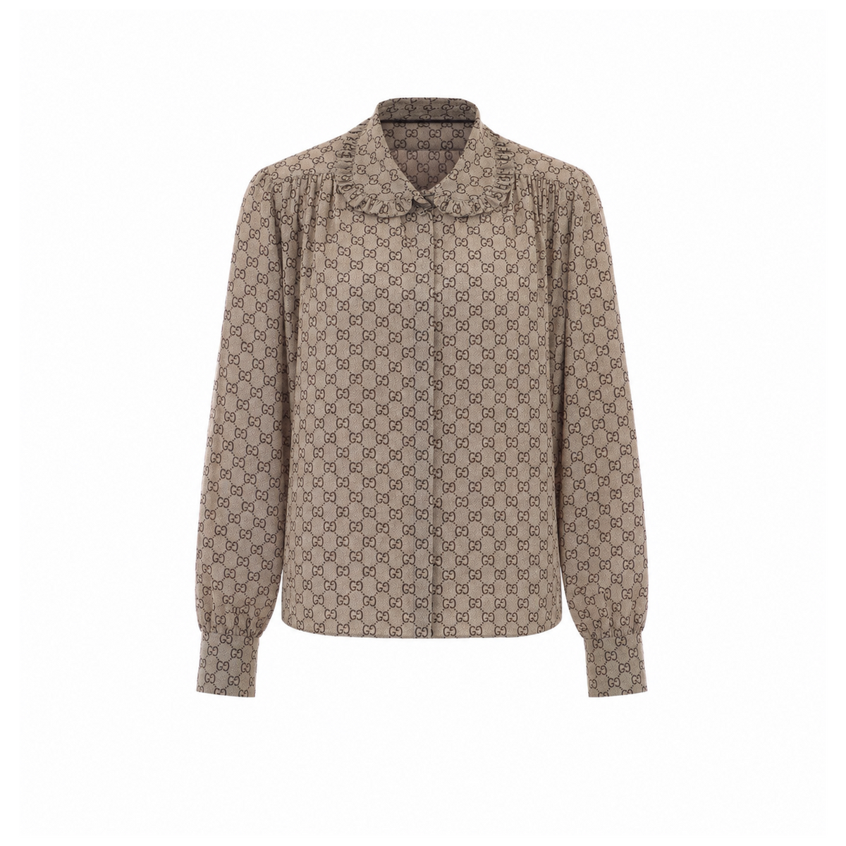 Gucci Women Crepe De Chine Silk Shirt With Gg Print GUCCI