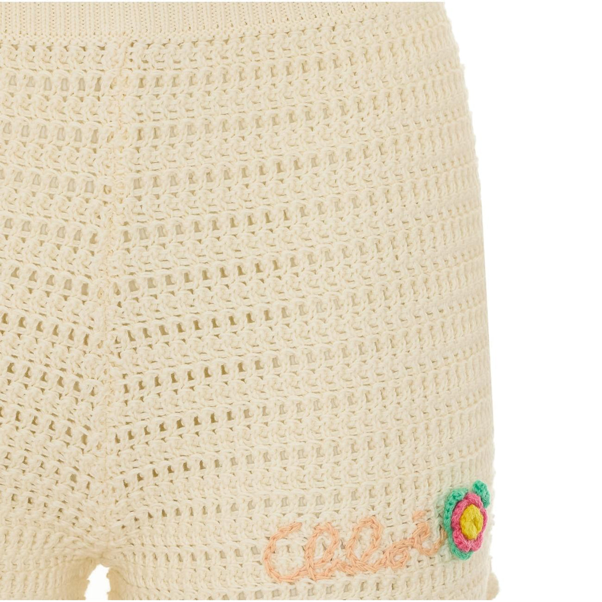 Chloe' Women Crochet Knit Shorts With Logo CHLOE