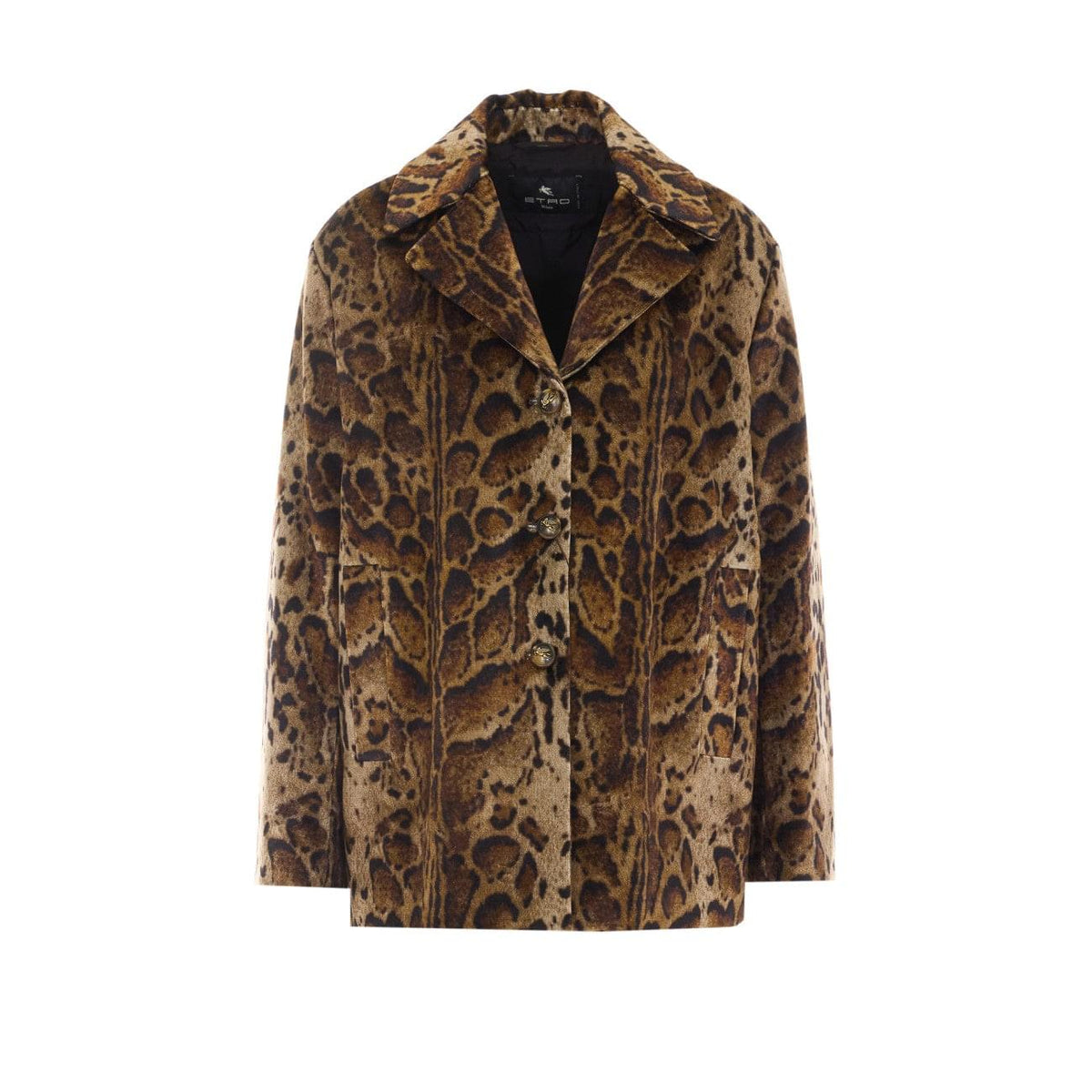 Etro Women Cropped Velvet Coat With Leopard Motif ETRO