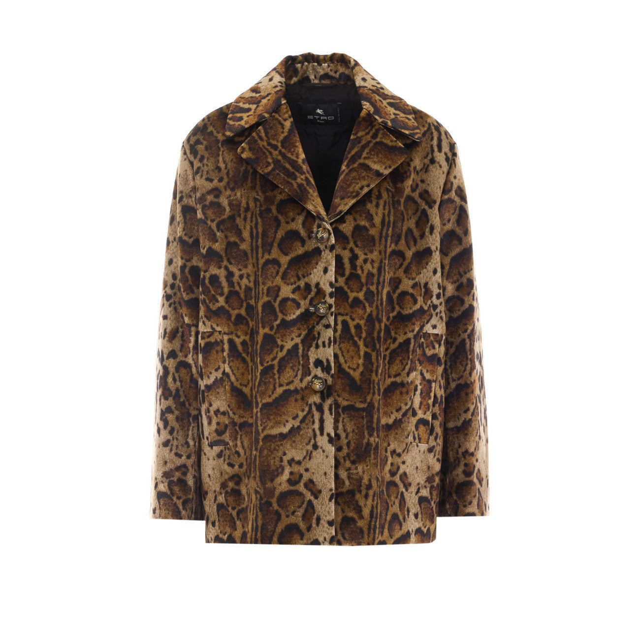 Etro Women Cropped Velvet Coat With Leopard Motif ETRO