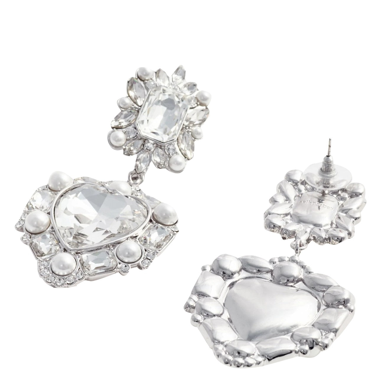Self Portrait Women Crystal Pearl Heart Earrings SELF-PORTRAIT