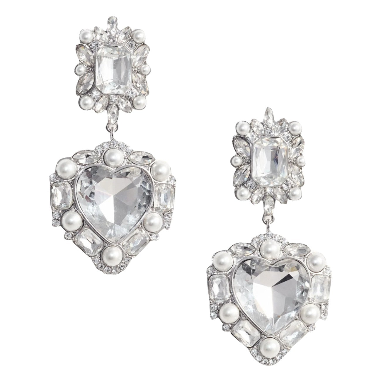 Self Portrait Women Crystal Pearl Heart Earrings SELF-PORTRAIT