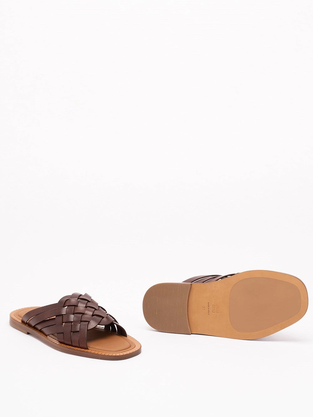 Miu Miu Women Wwoven Leather Sandals MIU MIU