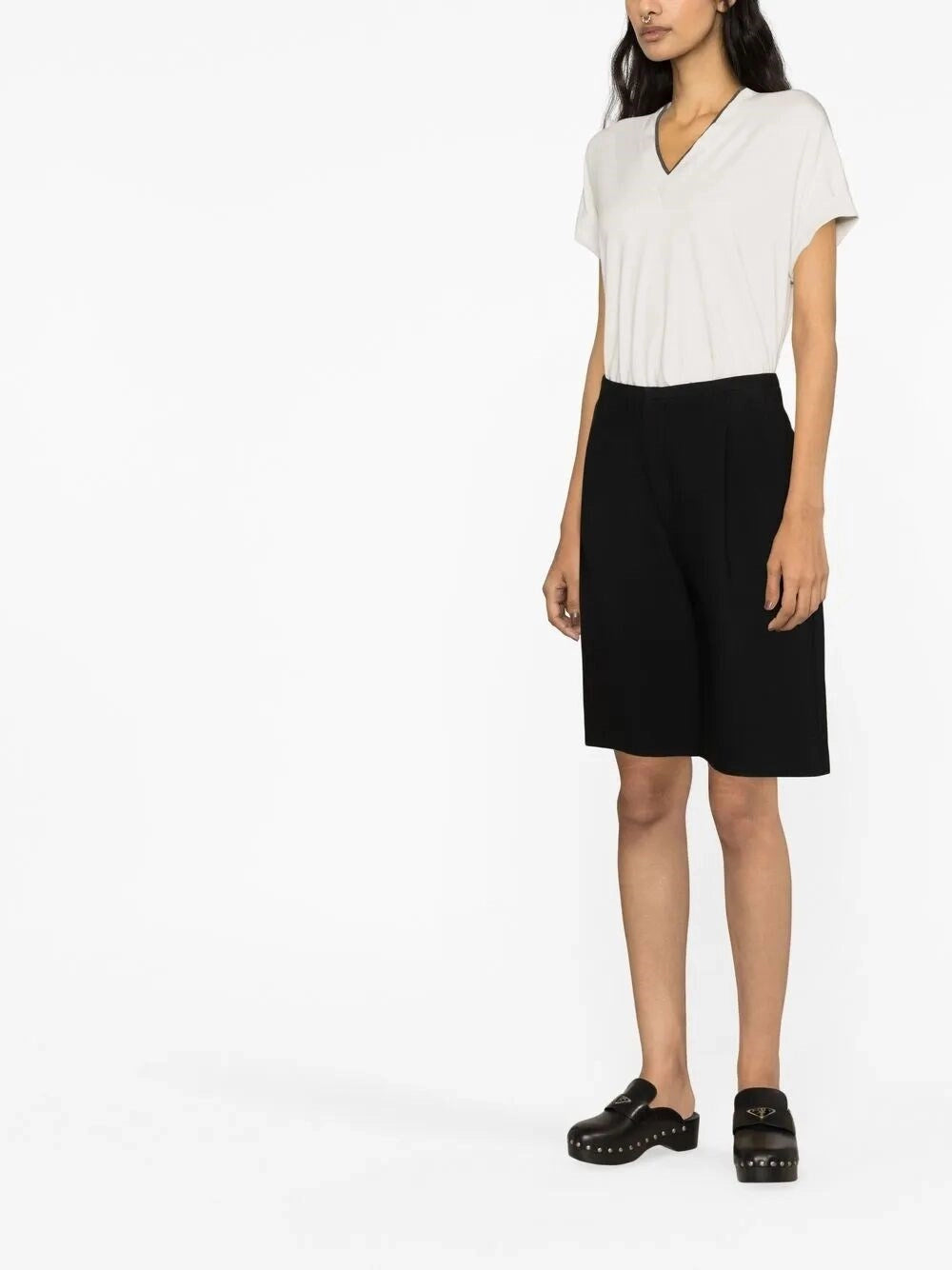 Brunello Cucinelli Women T-Shirt With `Precious` Neckline BRUNELLO CUCINELLI