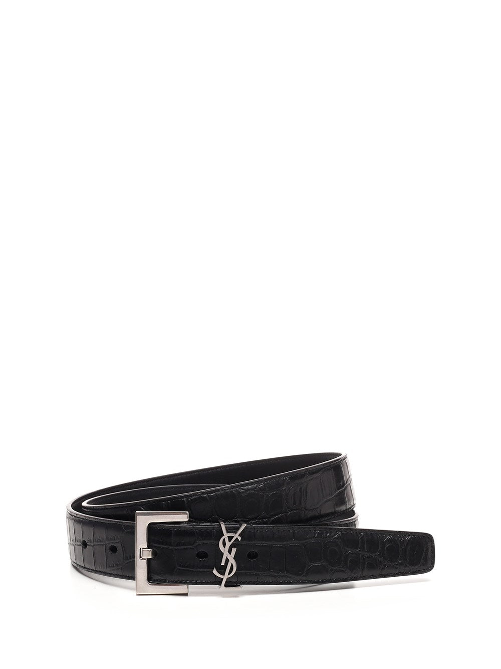 Saint Laurent Men Embossed "Cassandre" Leather Belt SAINT LAURENT