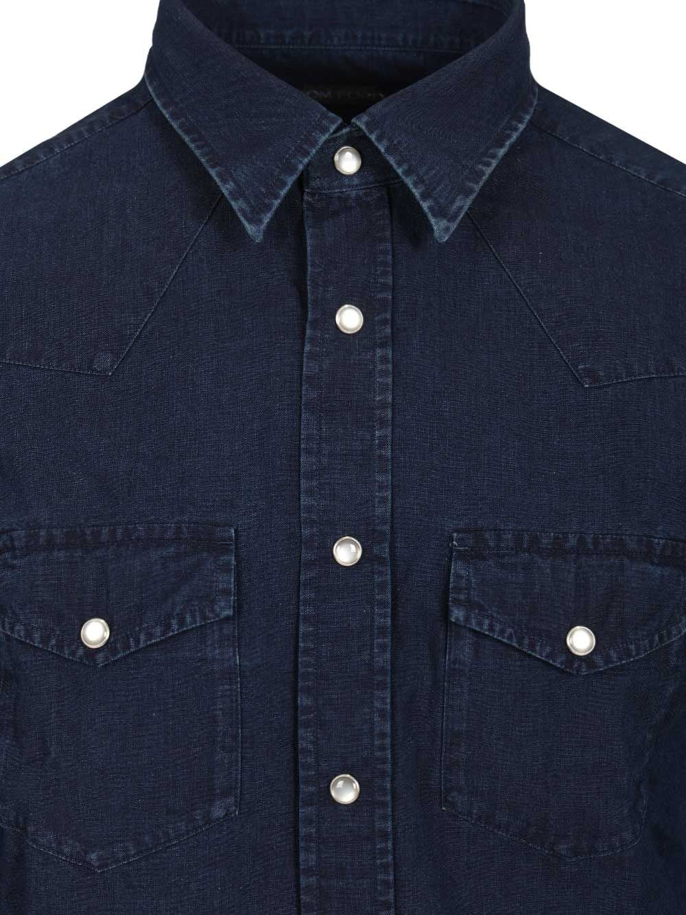 Tom Ford Men Lightweight Denim Western Shirt TOM FORD