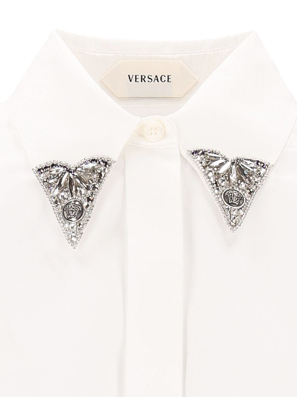 Versace Women Cotton Poplin Shirt With Embroidered Collar VERSACE