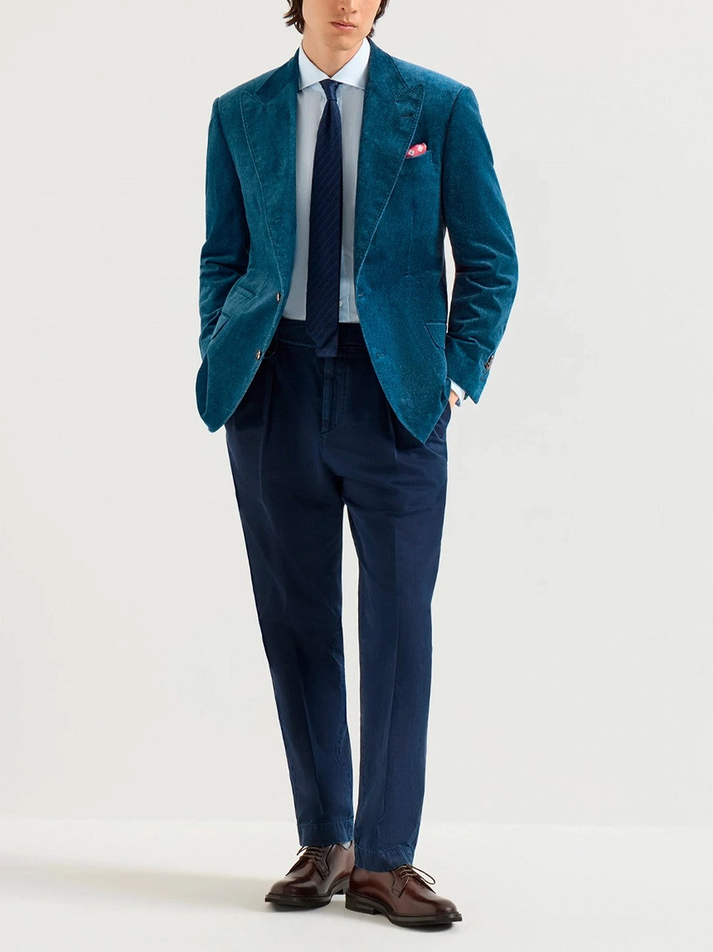 Brunello Cucinelli Men Denim-Effect Tailor Blazer BRUNELLO CUCINELLI