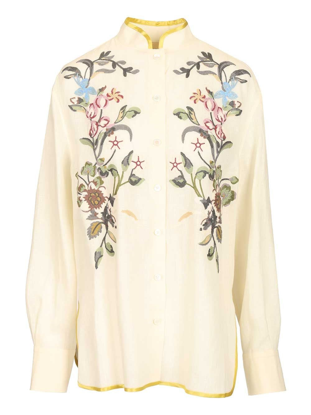 Valentino Garavani Women Linen Shirt With Embroidery VALENTINO GARAVANI