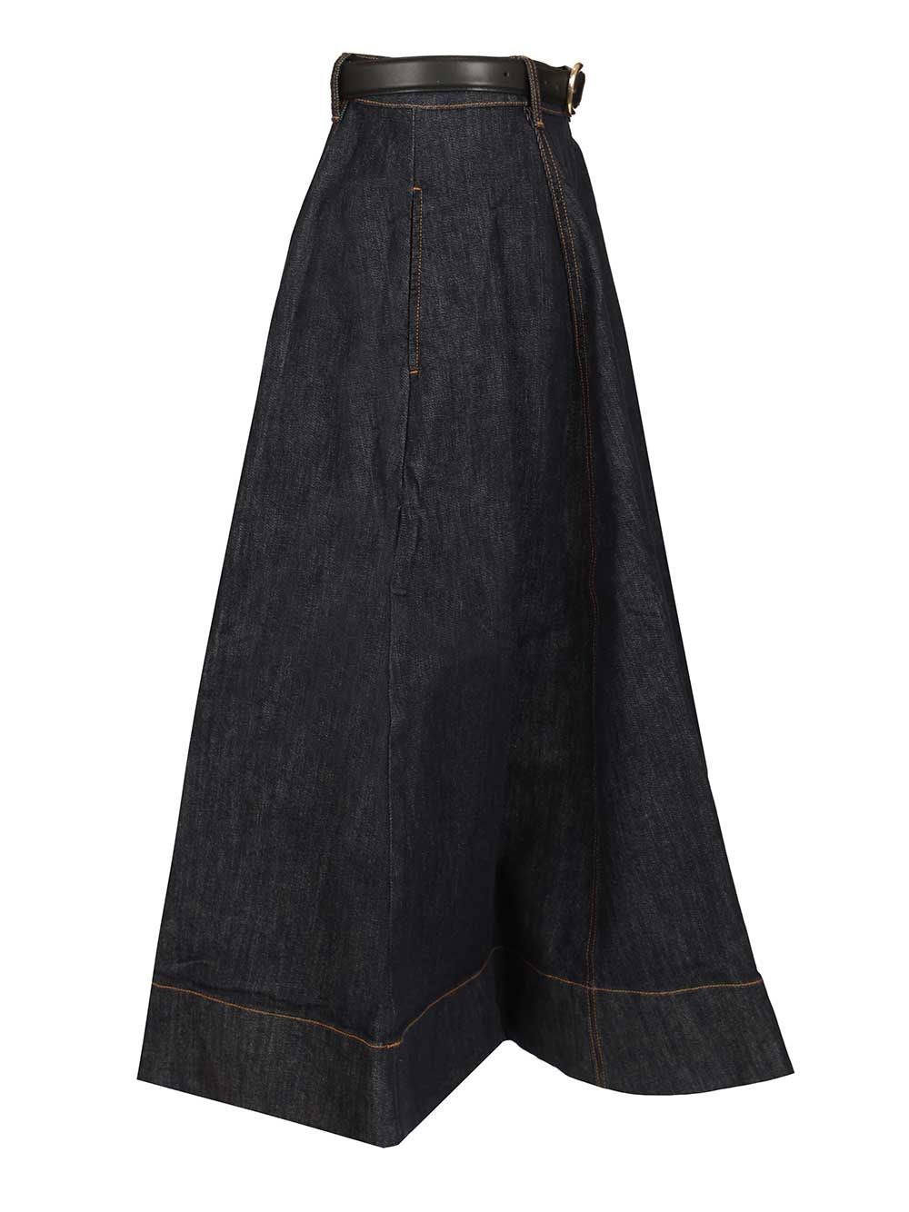 Self-Portrait Women Denim Midi Skirt SELF-PORTRAIT