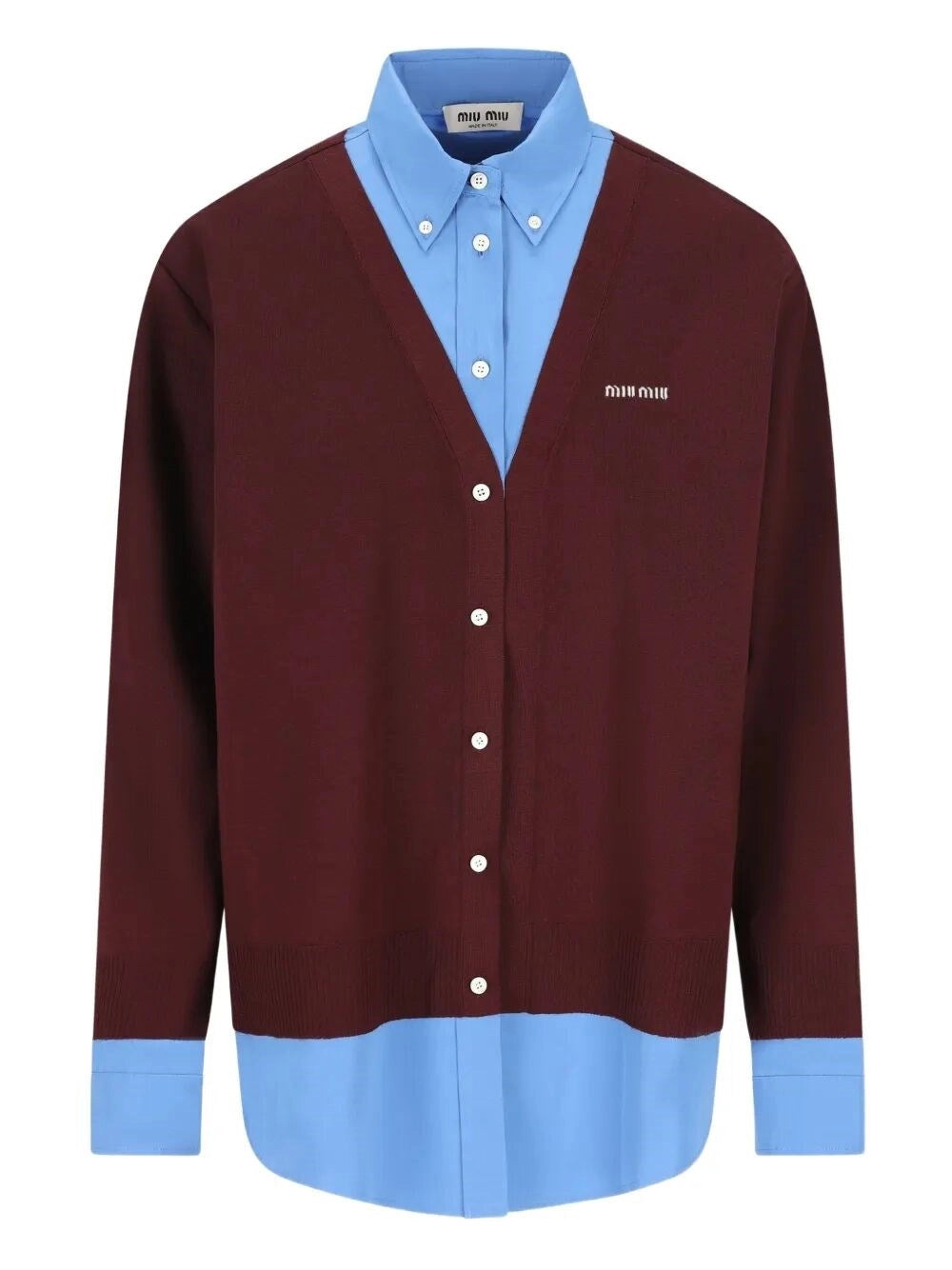 Miu Miu Women Wool Cardigan With Cotton Details MIU MIU