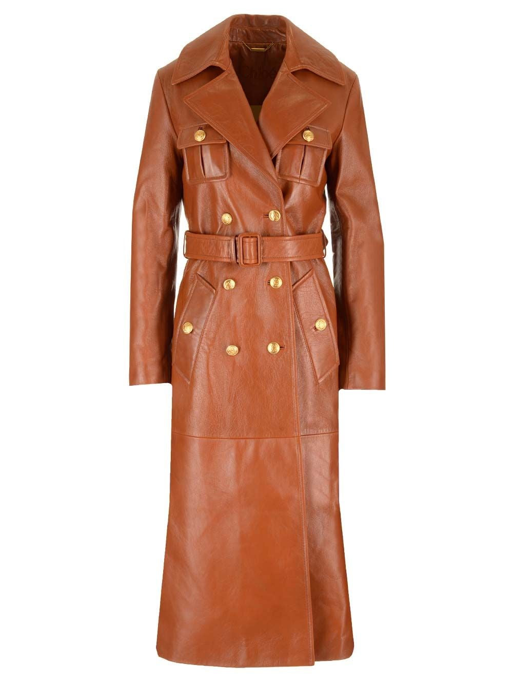 Chloe' Women Leather Military Trench Coat CHLOE