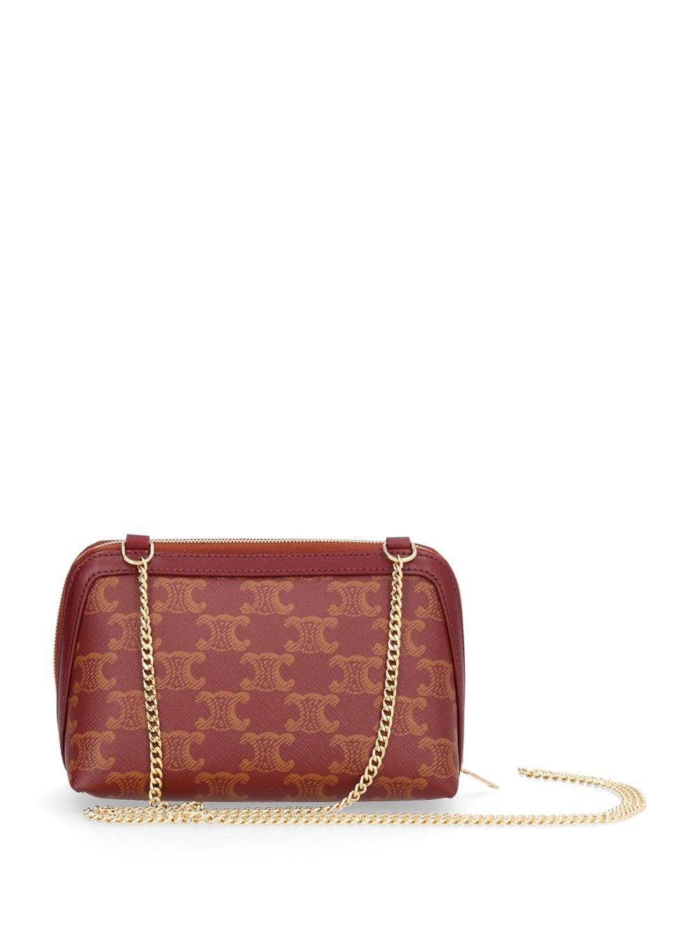 Celine Women "Triomphe" Coated Canvas Clutch On Chain CELINE