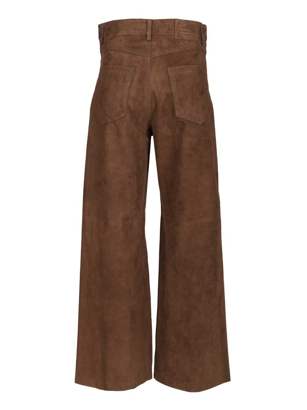 'S Max Mara Women Wide-Leg Suede Trousers S MAX MARA