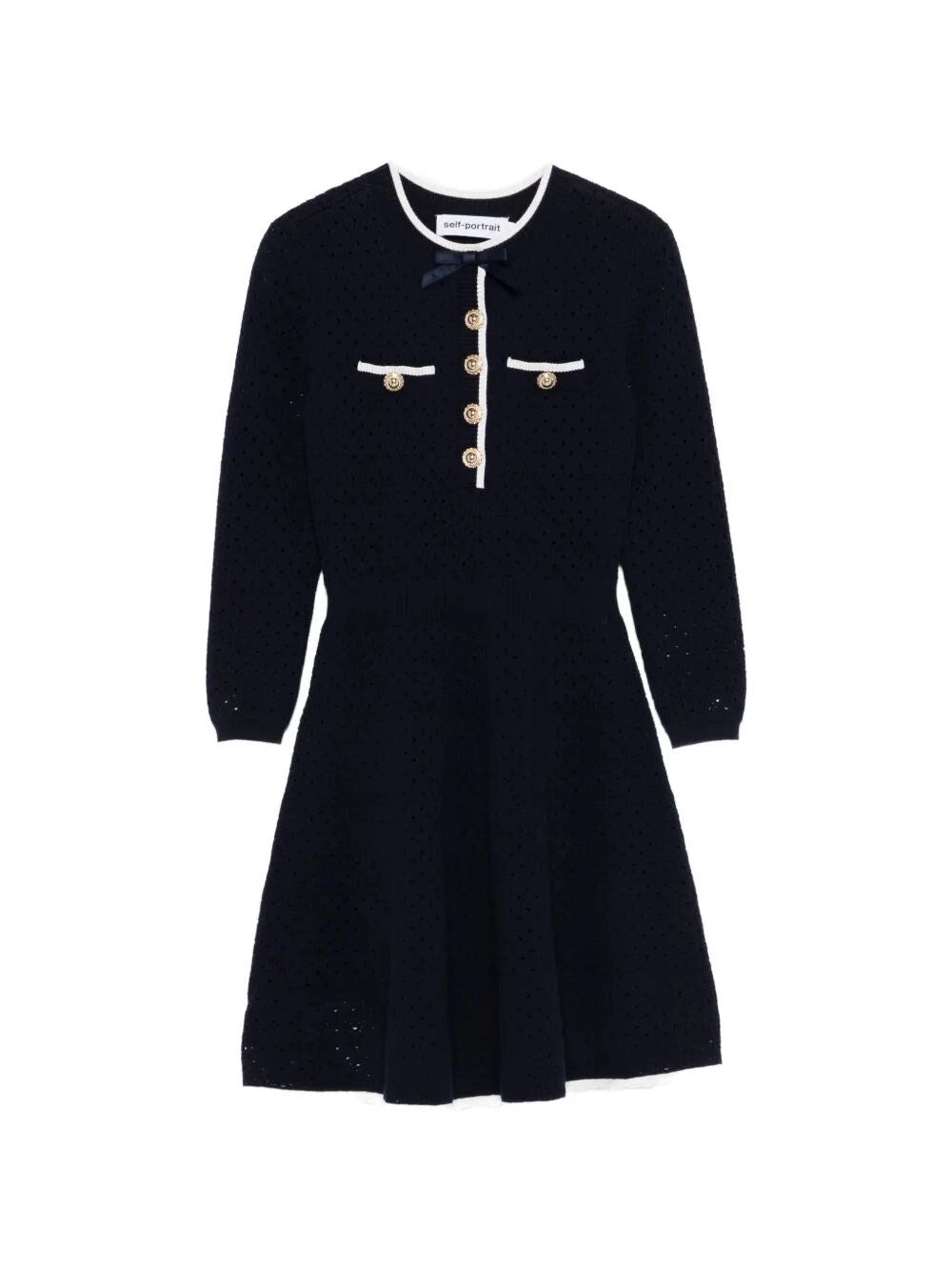 Self-Portrait Women Bow Knit Mini Dress SELF-PORTRAIT