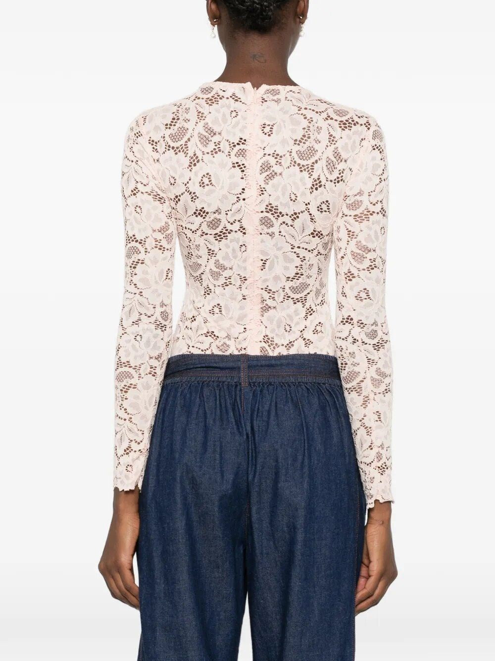 Self-Portrait Women Beige Bodysuit In Flesh-Colored Lace SELF-PORTRAIT