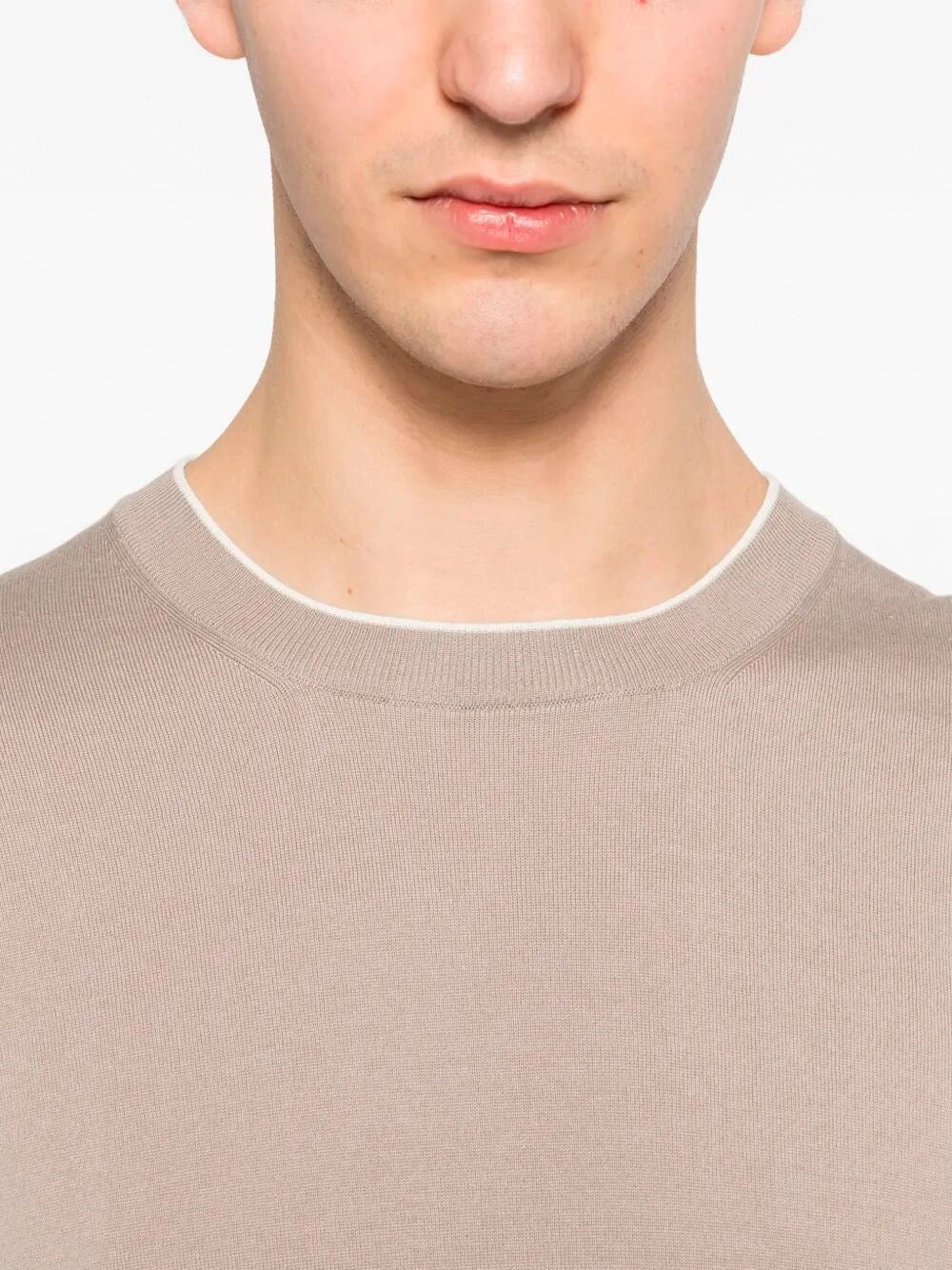 Brunello Cucinelli Men Cotton Lightweight Knit T-Shirt With Contrast Details BRUNELLO CUCINELLI
