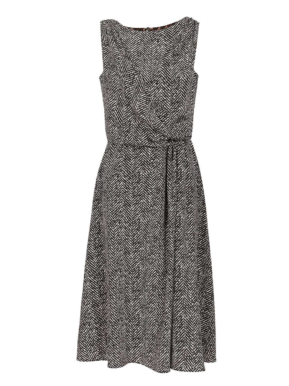 Dolce & Gabbana Women Heavy Crepe Dress With Chevron Print DOLCE & GABBANA