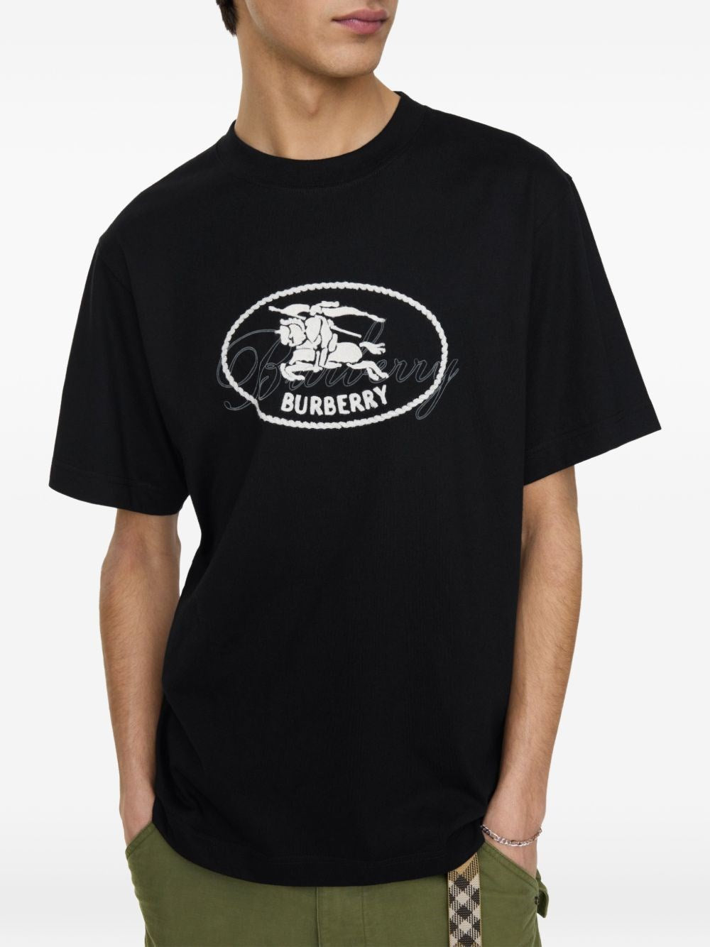 Burberry Men Cotton T-Shirt With Knight Stamp BURBERRY