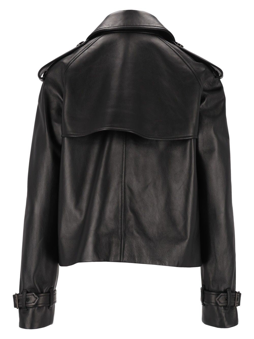 Burberry Women Mayfair Cropped Leather Trench Jacket BURBERRY