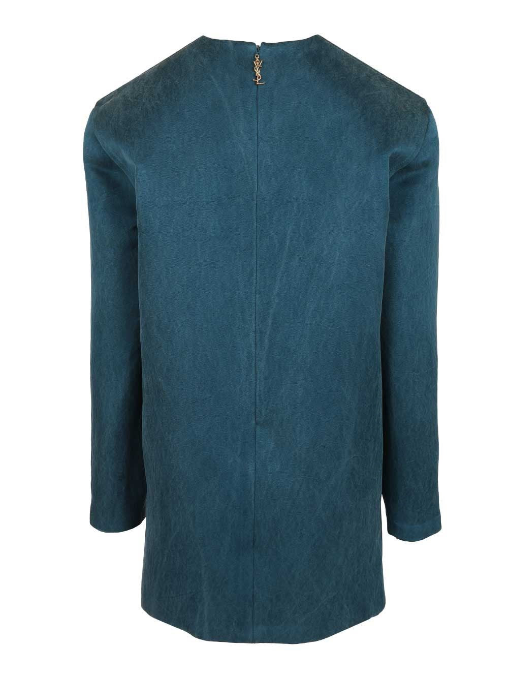 Saint Laurent Women Stonewashed Silk Satin Boxy Dress SAINT LAURENT