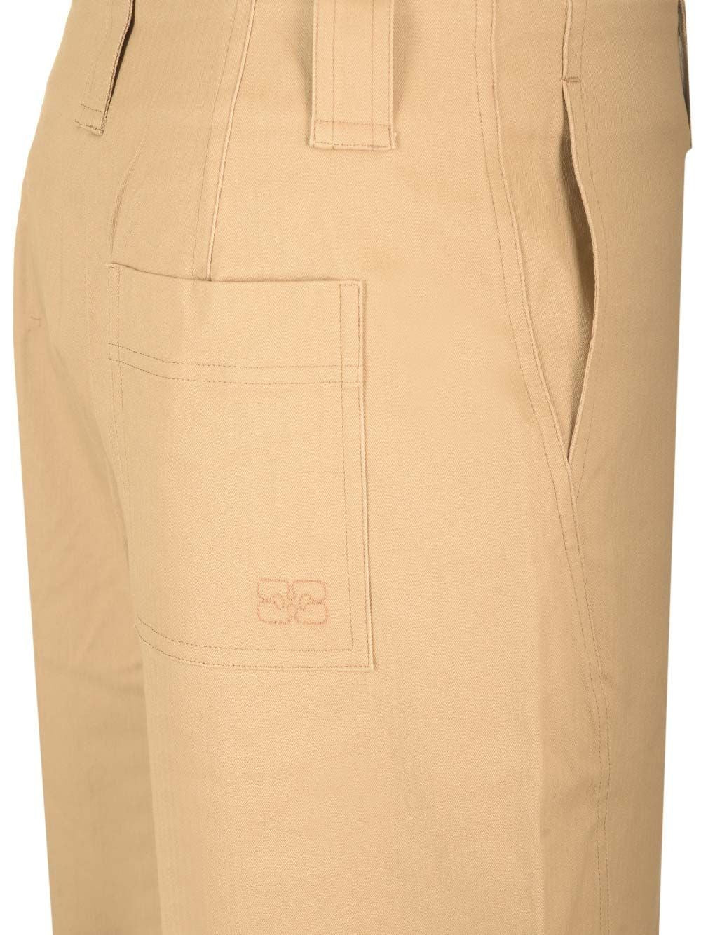 Ganni Women Cotton Canvas Cargo Trousers GANNI