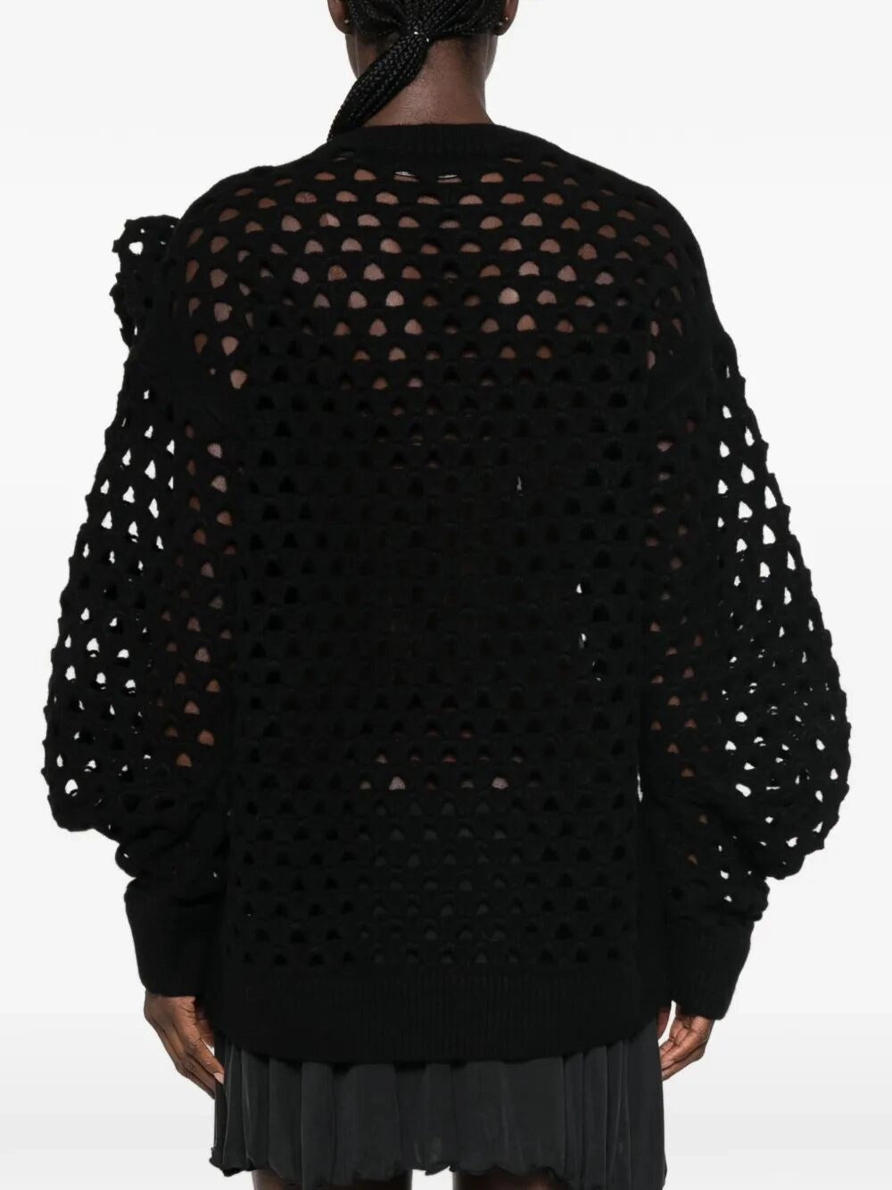 Blumarine Women Openwork Wool Roundneck With 3D Rose BLUMARINE
