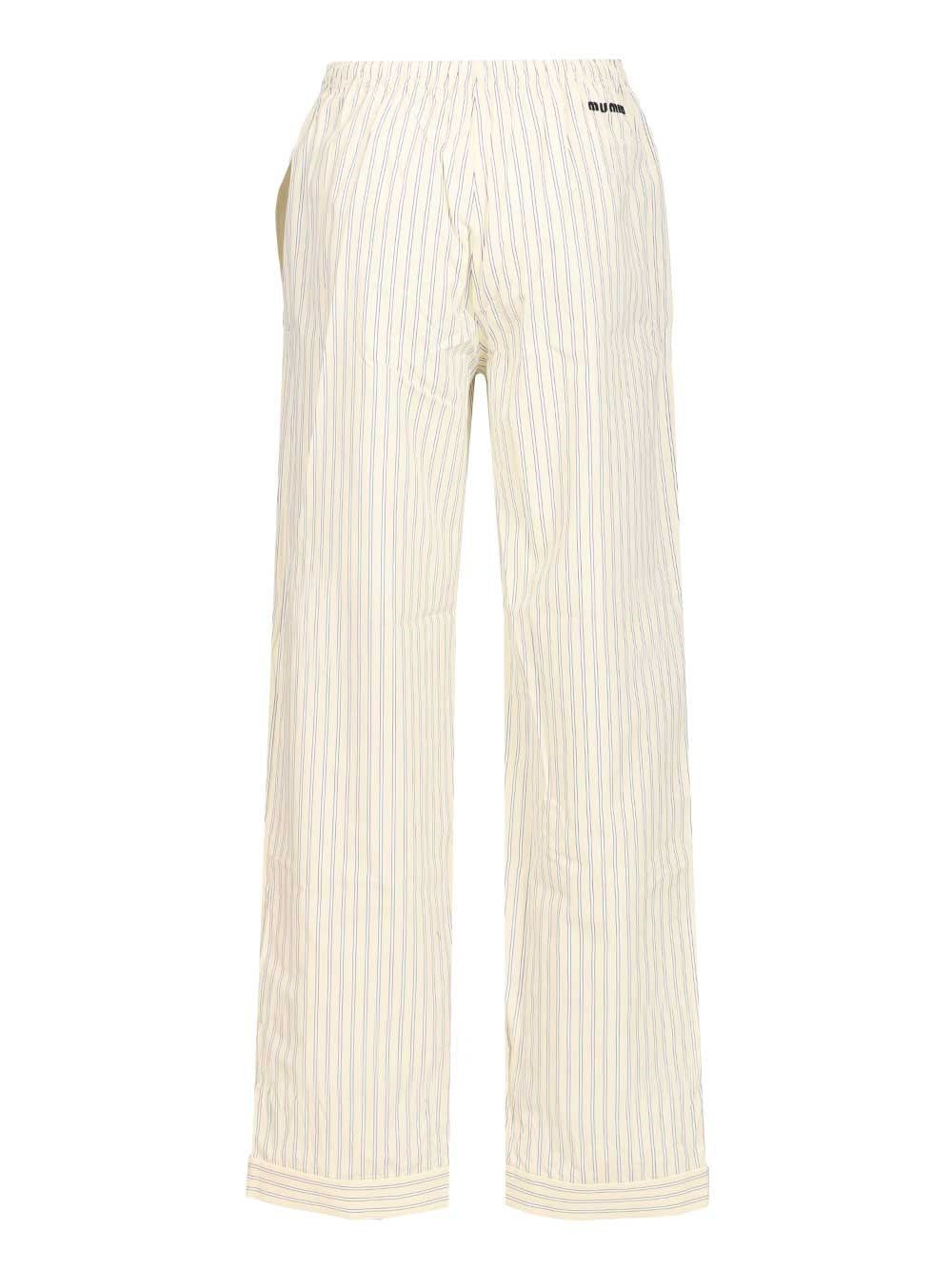Miu Miu Women Striped Cotton Pajama Pants MIU MIU
