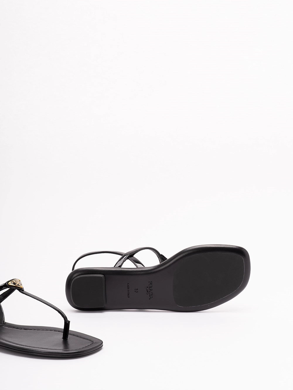 Prada Women Patent Leather Flat Sandals PRADA