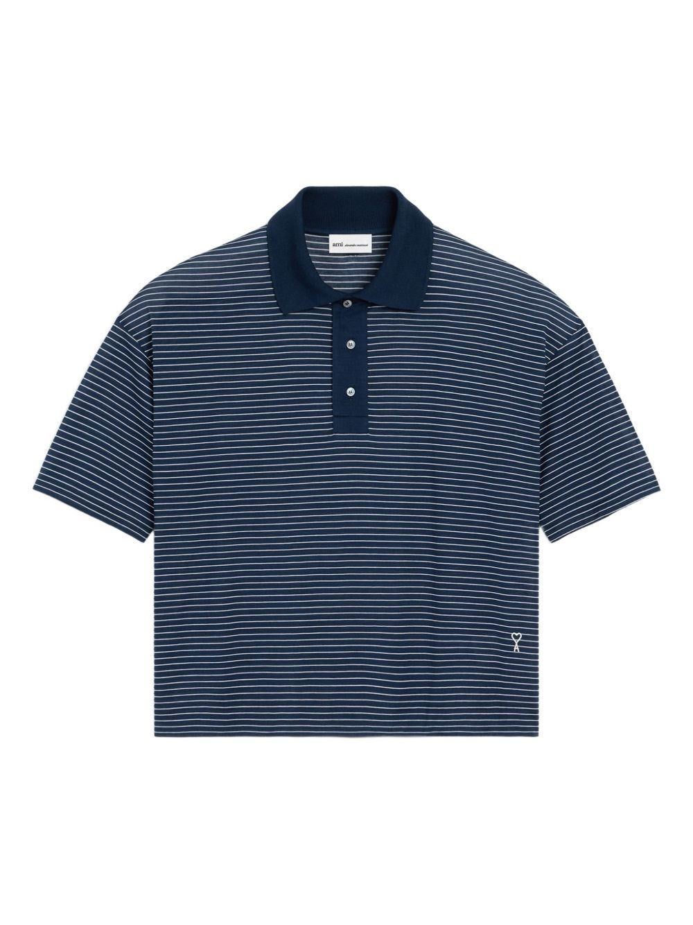 Ami Women Striped Boxy Fit Polo With Ami De Coeur Patch AMI PARIS