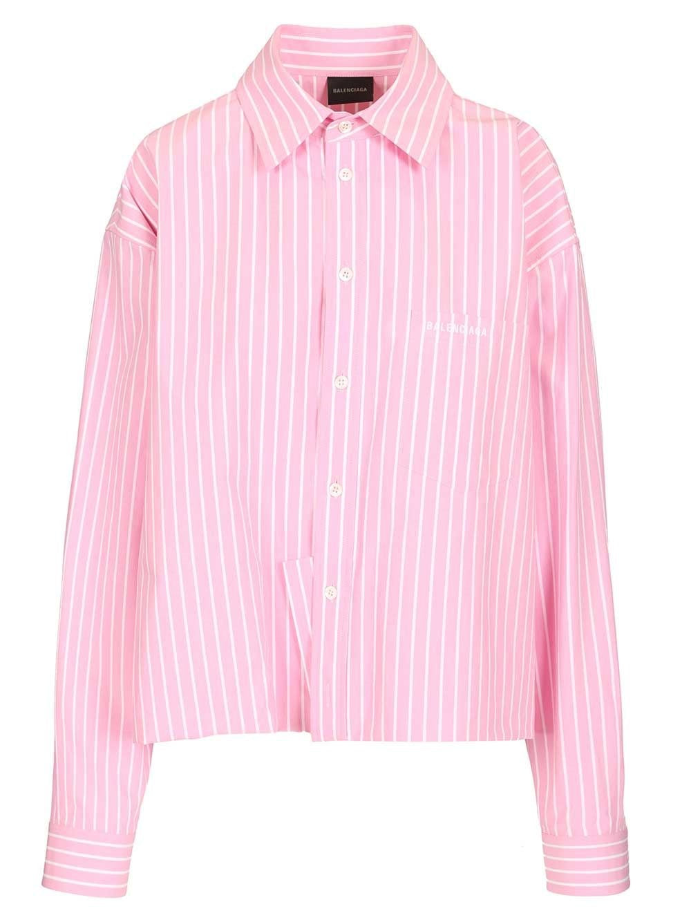 Balenciaga Women Folded Striped Cotton Shirt