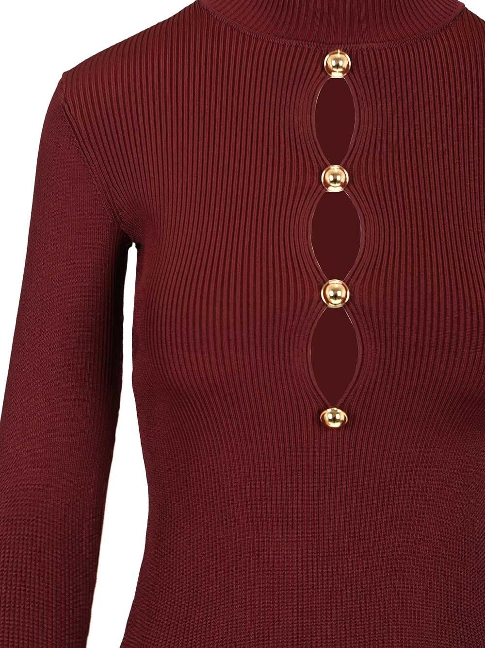 Self-Portrait Women Long-Sleeved Knitted Top With Keyhole SELF-PORTRAIT