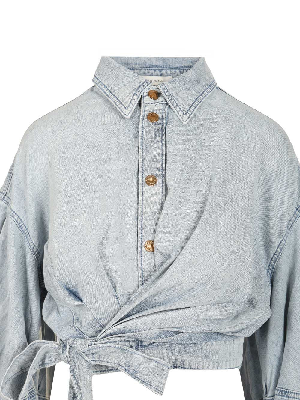 Zimmermann Women Rebellion Denim Wrap Top ZIMMERMANN