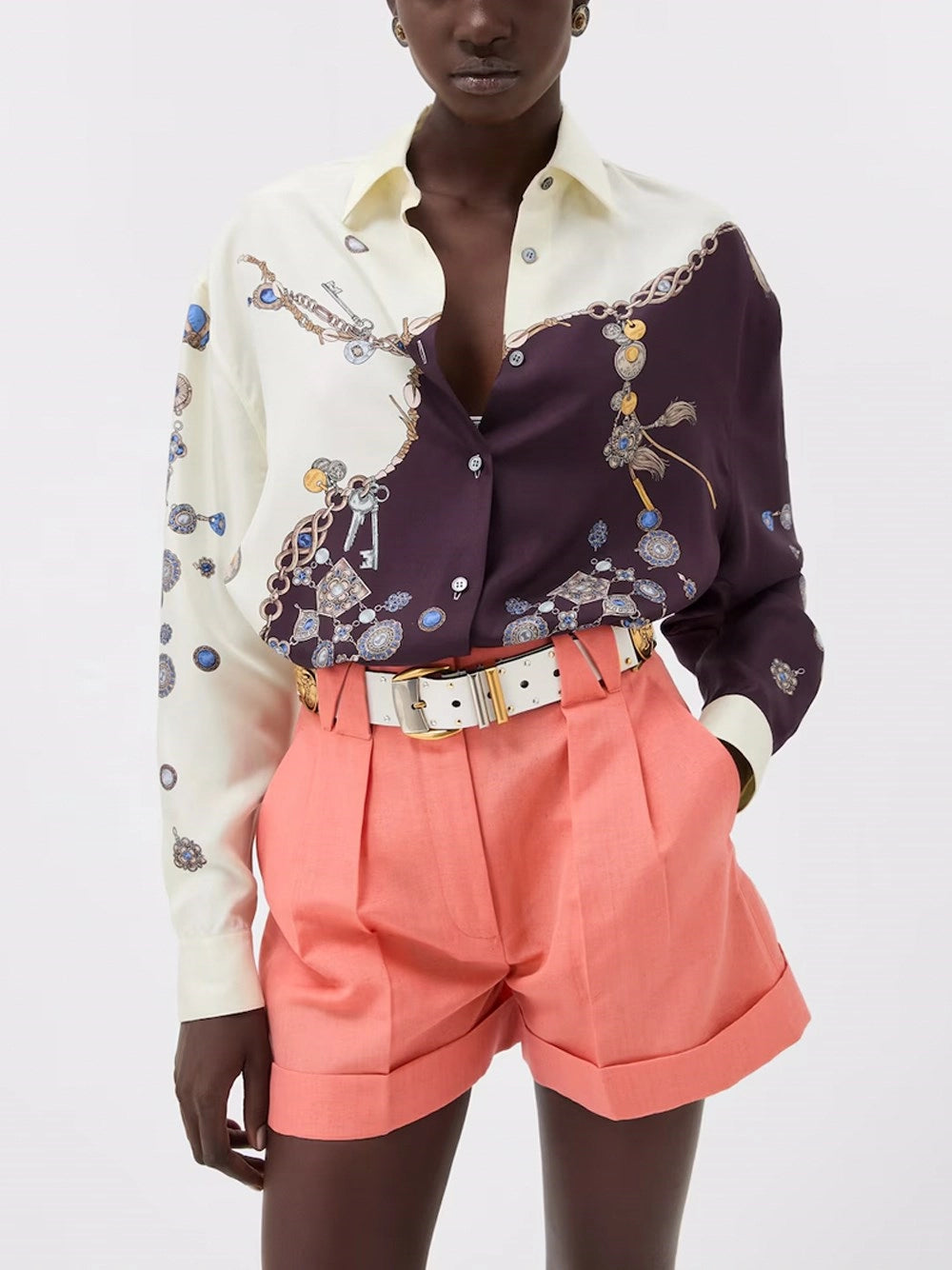 Versace Women Silk Twill Print Shirt VERSACE