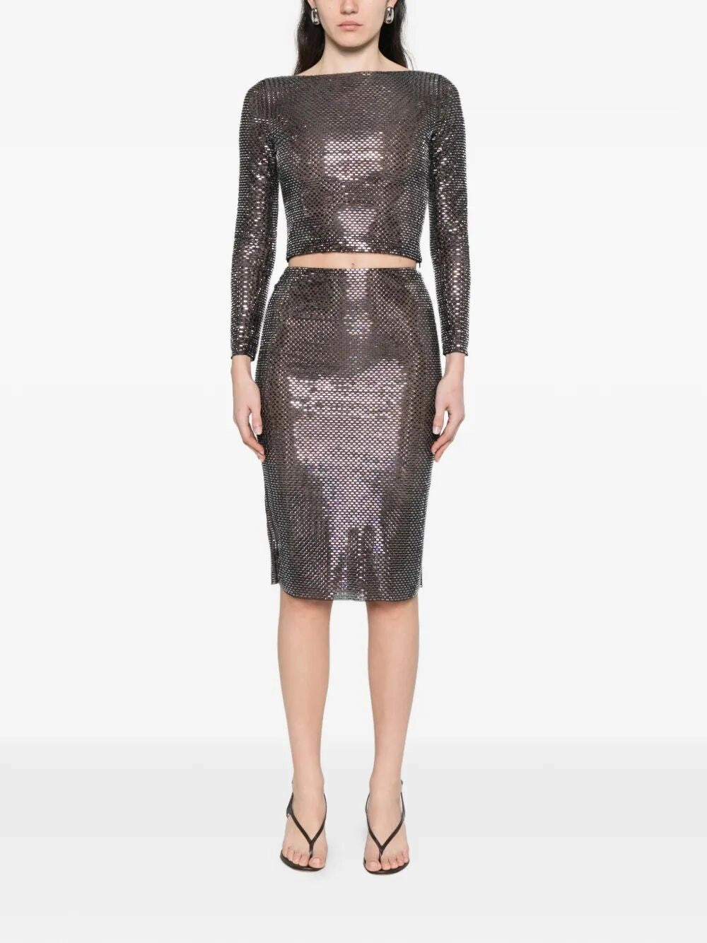 Self-Portrait Women Rhinestone Midi Skirt SELF-PORTRAIT