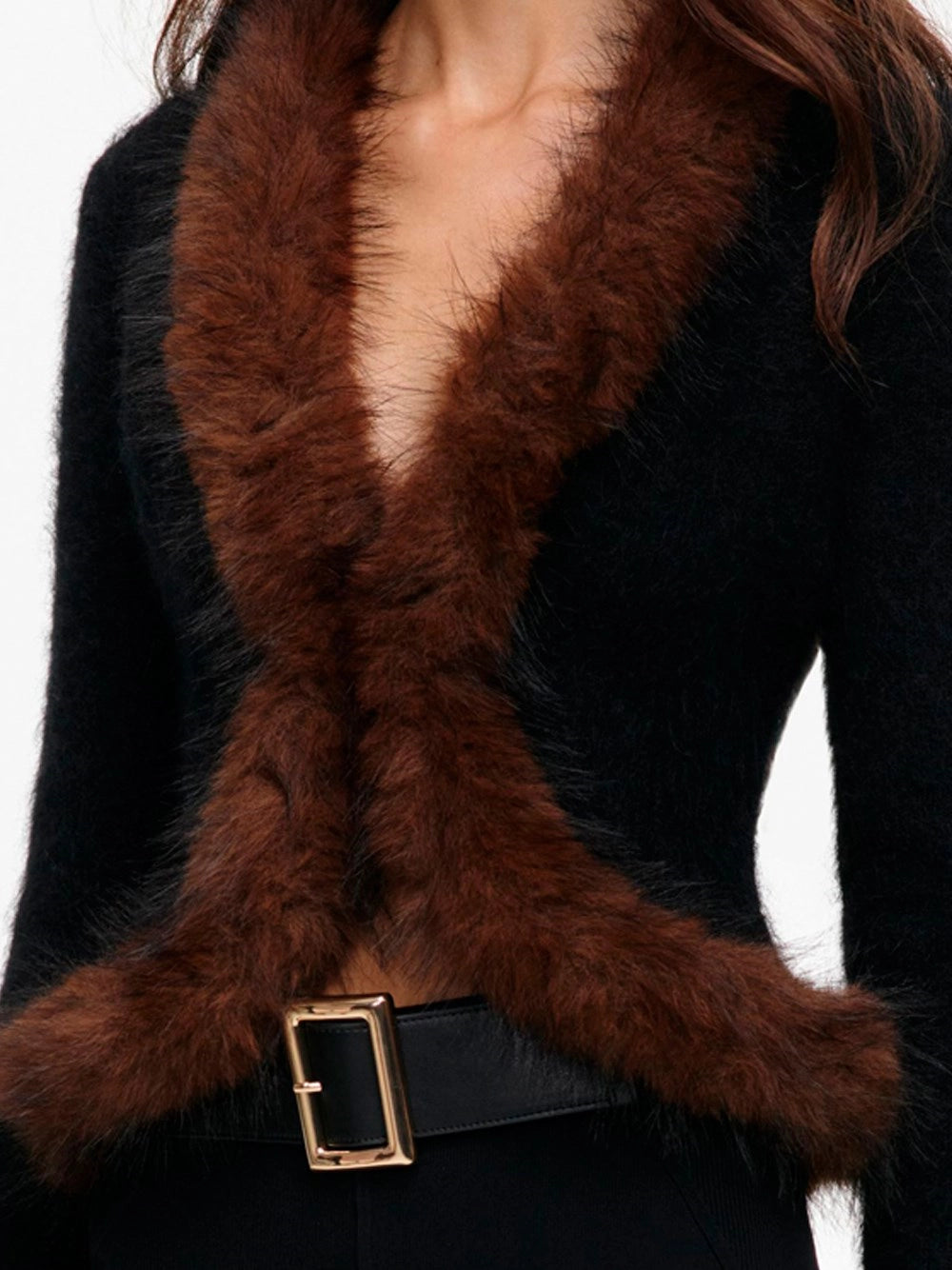 Self-Portrait Women Faux Fur Knit Cardigan SELF-PORTRAIT