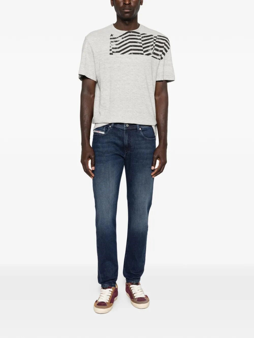 Golden Goose Men `Journey` Regular T-Shirt With Flag Print GOLDEN GOOSE
