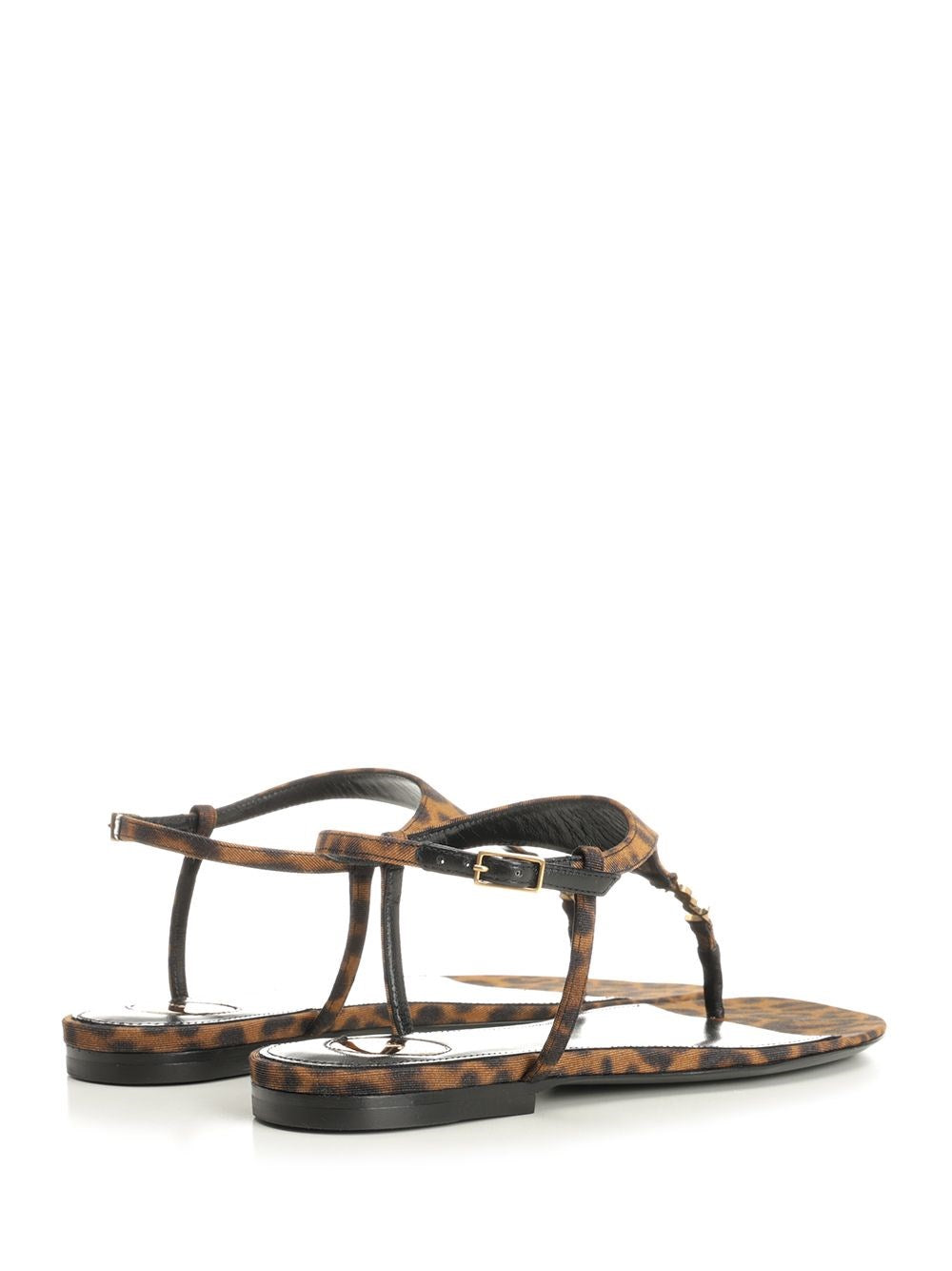 Saint Laurent Women Flat Leopard-Print Sandals SAINT LAURENT