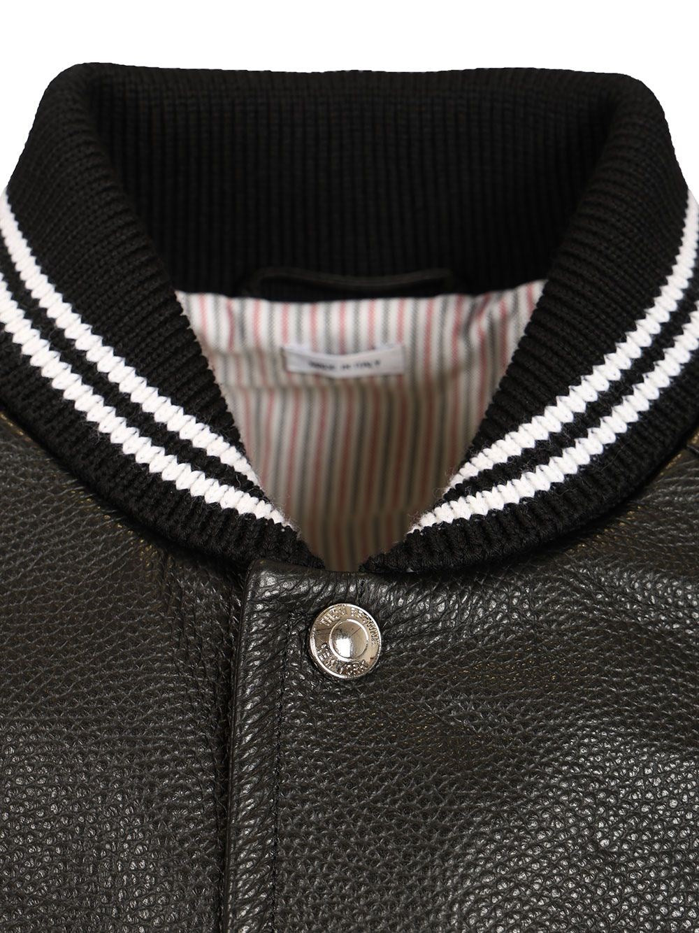 Thom Browne Men 4-Bar Leather Bomber Jacket