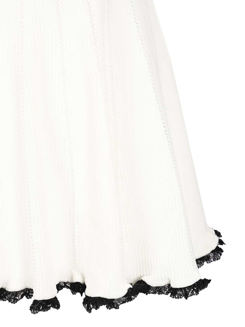Self-Portrait Women White Contrast Trim Knit Mini Dress SELF-PORTRAIT