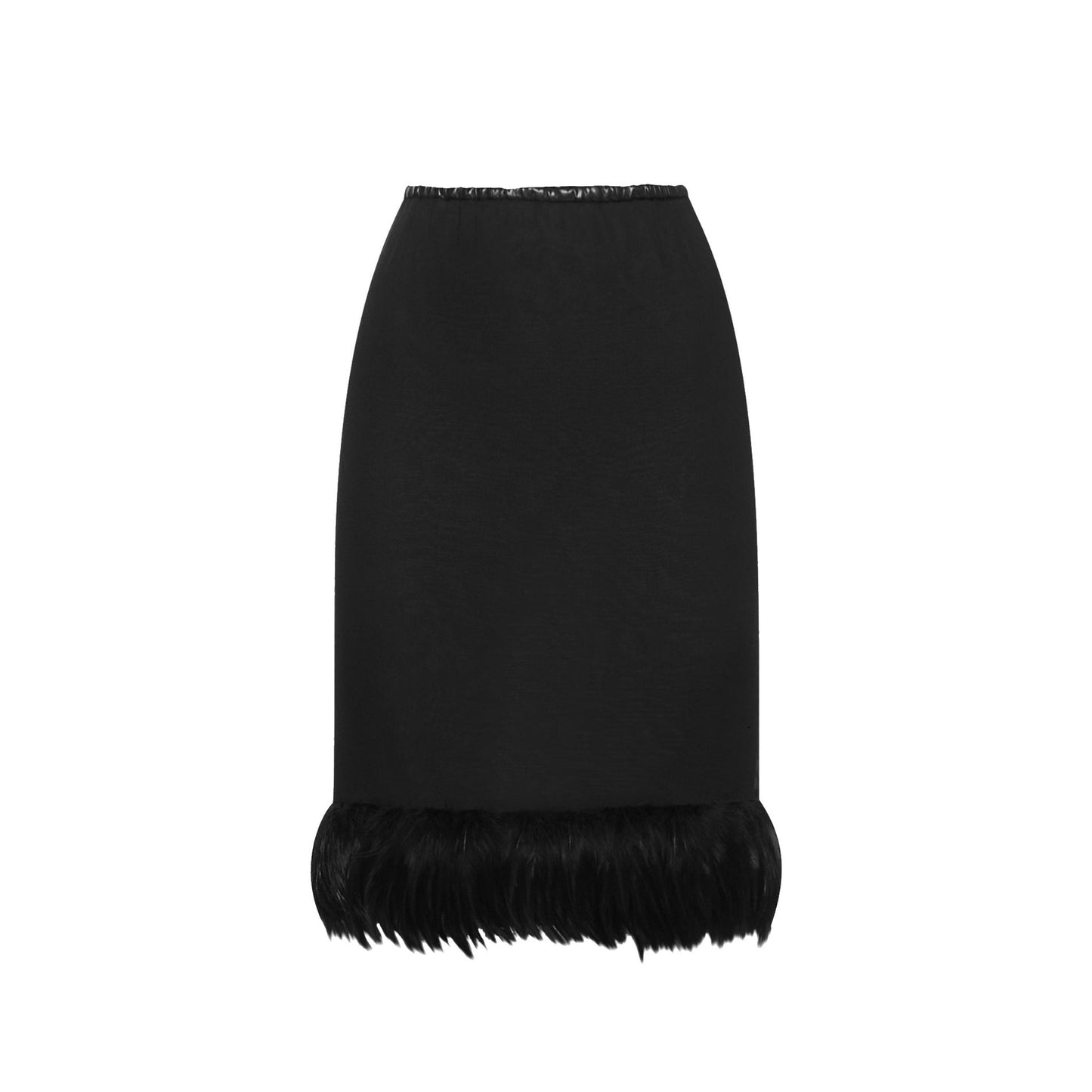 Saint Laurent Feathers Trim Silk Skirt Women SAINT LAURENT