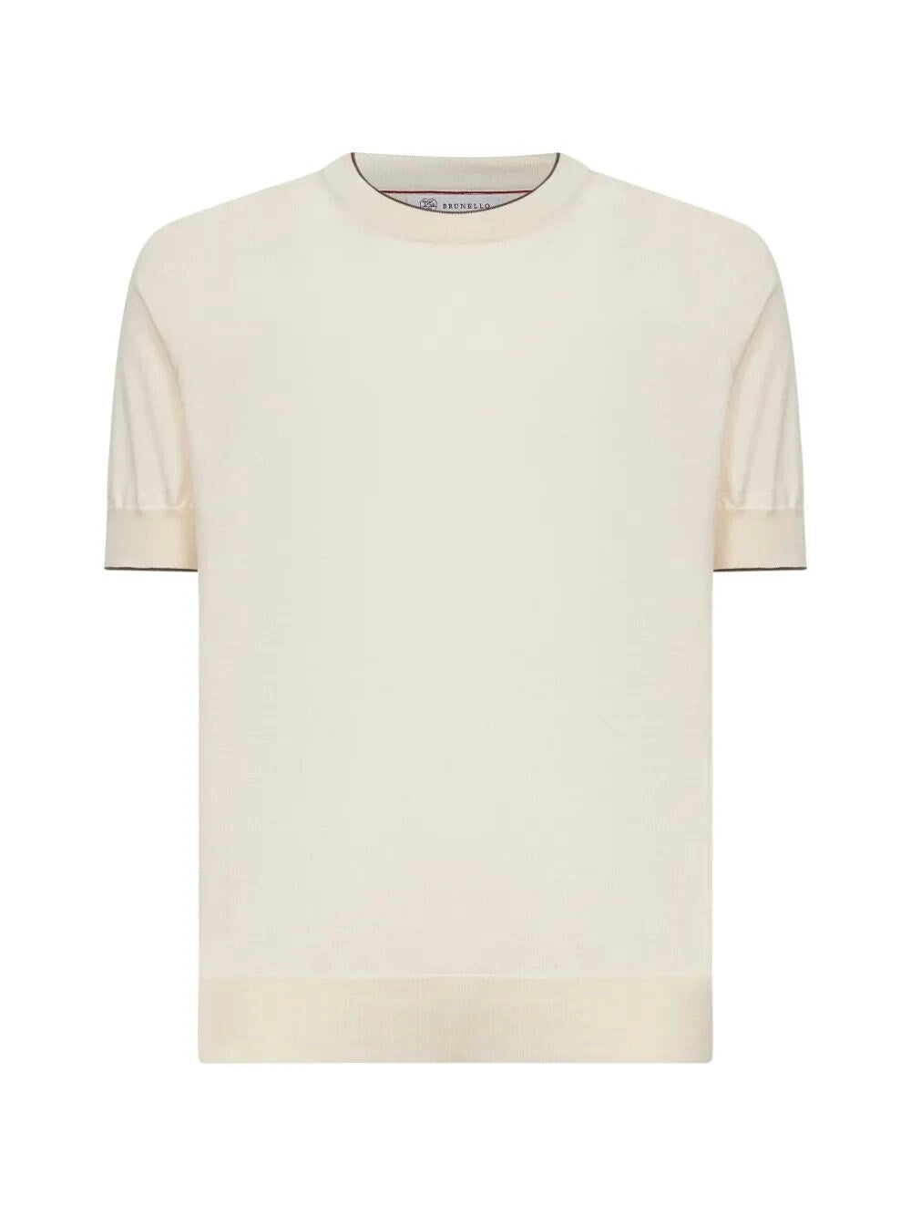 Brunello Cucinelli Men Cotton Lightweight Knit T-Shirt With Contrast Details BRUNELLO CUCINELLI