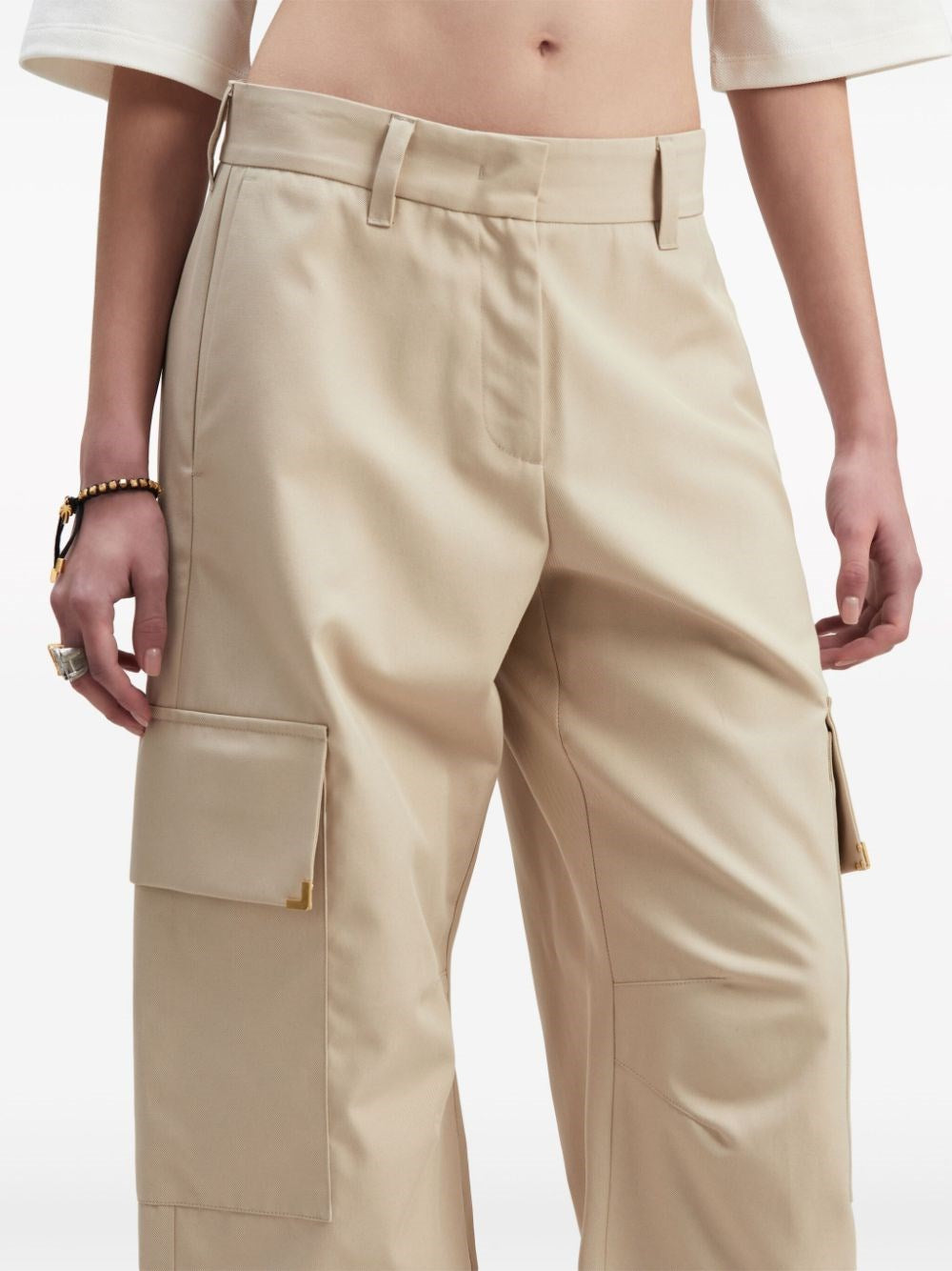 Palm Angels Women Beige Carrot Cargo Pants PALM ANGELS