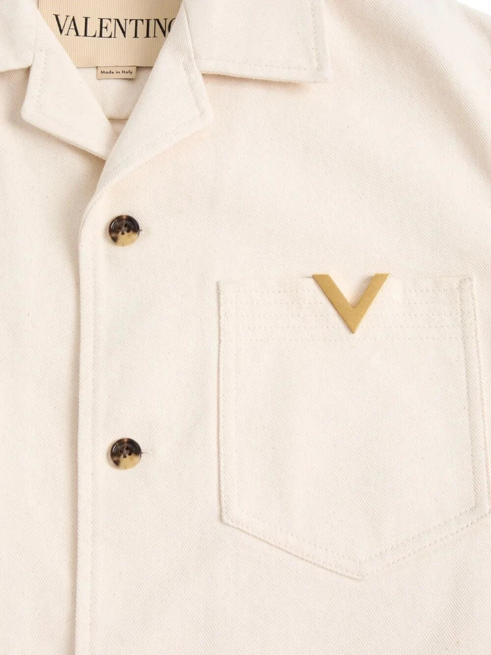 Valentino Garavani Men `Vgold` Denim Short Sleeve Shirt VALENTINO GARAVANI