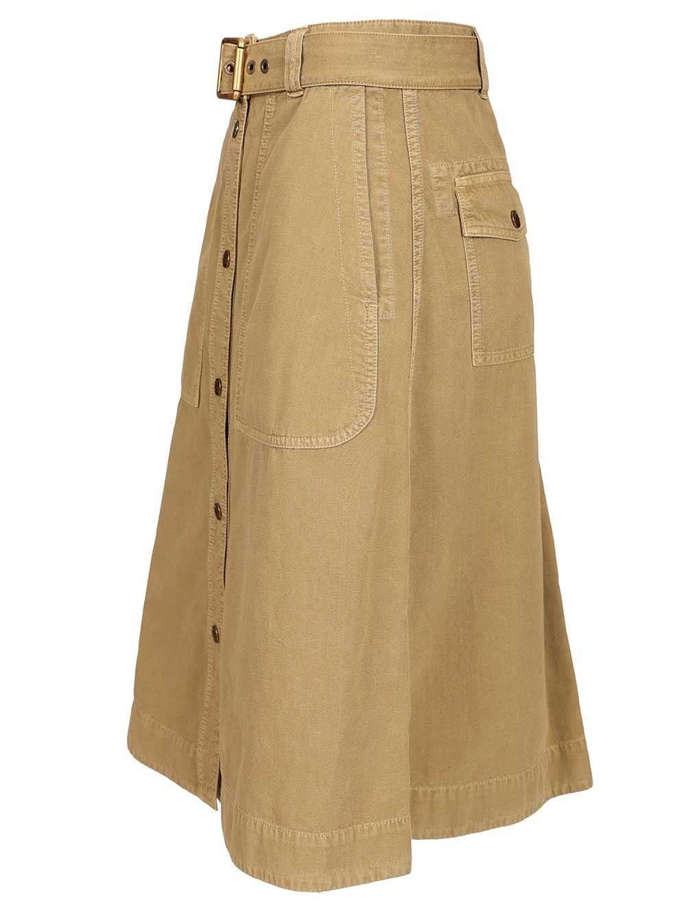 Moncler Women Cotton Midi Skirt With Belt MONCLER